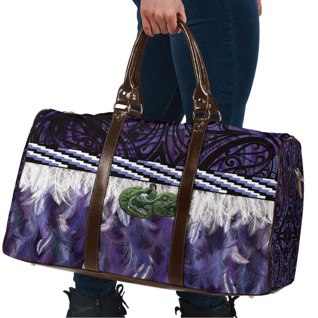 Purple Traditional Cloak Aotearoa Travel Bag Maori Paua Shell Korowai Pattern - Aussie Hoodie