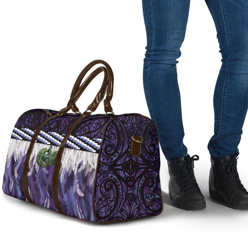 Purple Traditional Cloak Aotearoa Travel Bag Maori Paua Shell Korowai Pattern - Aussie Hoodie