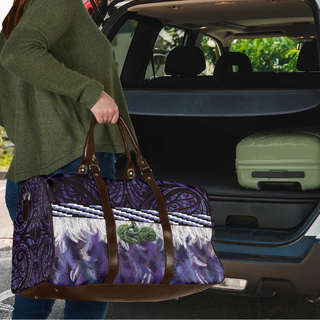 Purple Traditional Cloak Aotearoa Travel Bag Maori Paua Shell Korowai Pattern - Aussie Hoodie