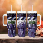 Purple Traditional Cloak Aotearoa Tumbler With Handle Maori Paua Shell Korowai Pattern