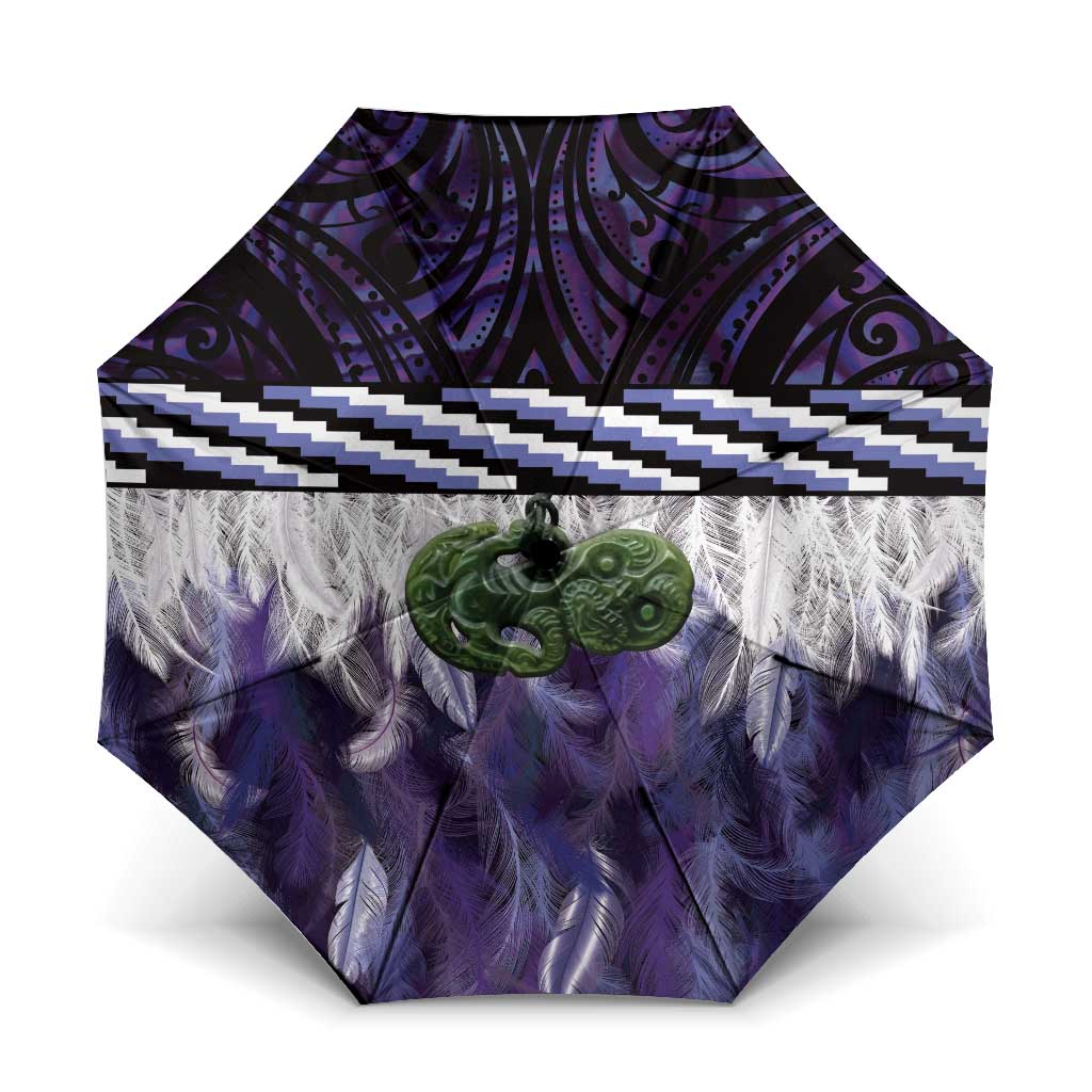 Purple Traditional Cloak Aotearoa Umbrella Maori Paua Shell Korowai Pattern - Aussie Hoodie