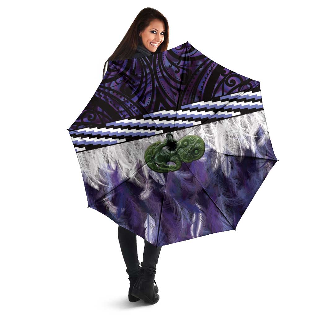 Purple Traditional Cloak Aotearoa Umbrella Maori Paua Shell Korowai Pattern - Aussie Hoodie
