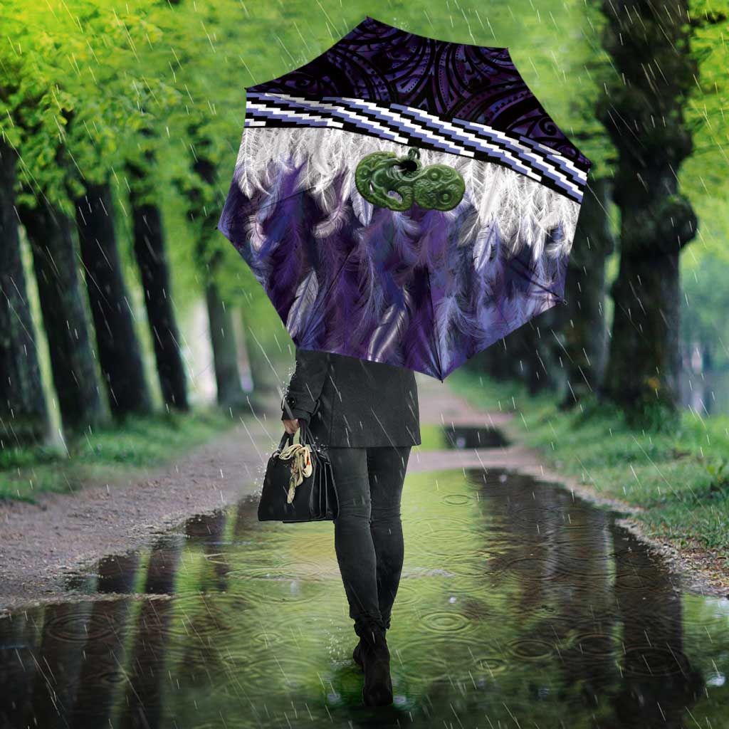 Purple Traditional Cloak Aotearoa Umbrella Maori Paua Shell Korowai Pattern - Aussie Hoodie