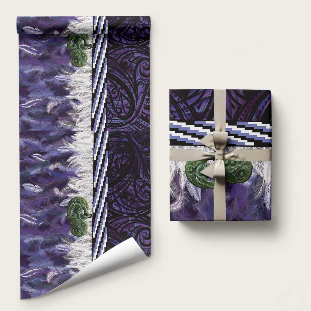 Purple Traditional Cloak Aotearoa Wrapping Paper Maori Paua Shell Korowai Pattern - Aussie Hoodie