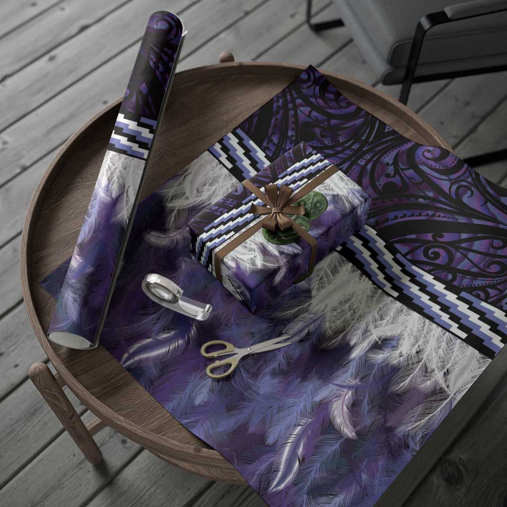 Purple Traditional Cloak Aotearoa Wrapping Paper Maori Paua Shell Korowai Pattern - Aussie Hoodie
