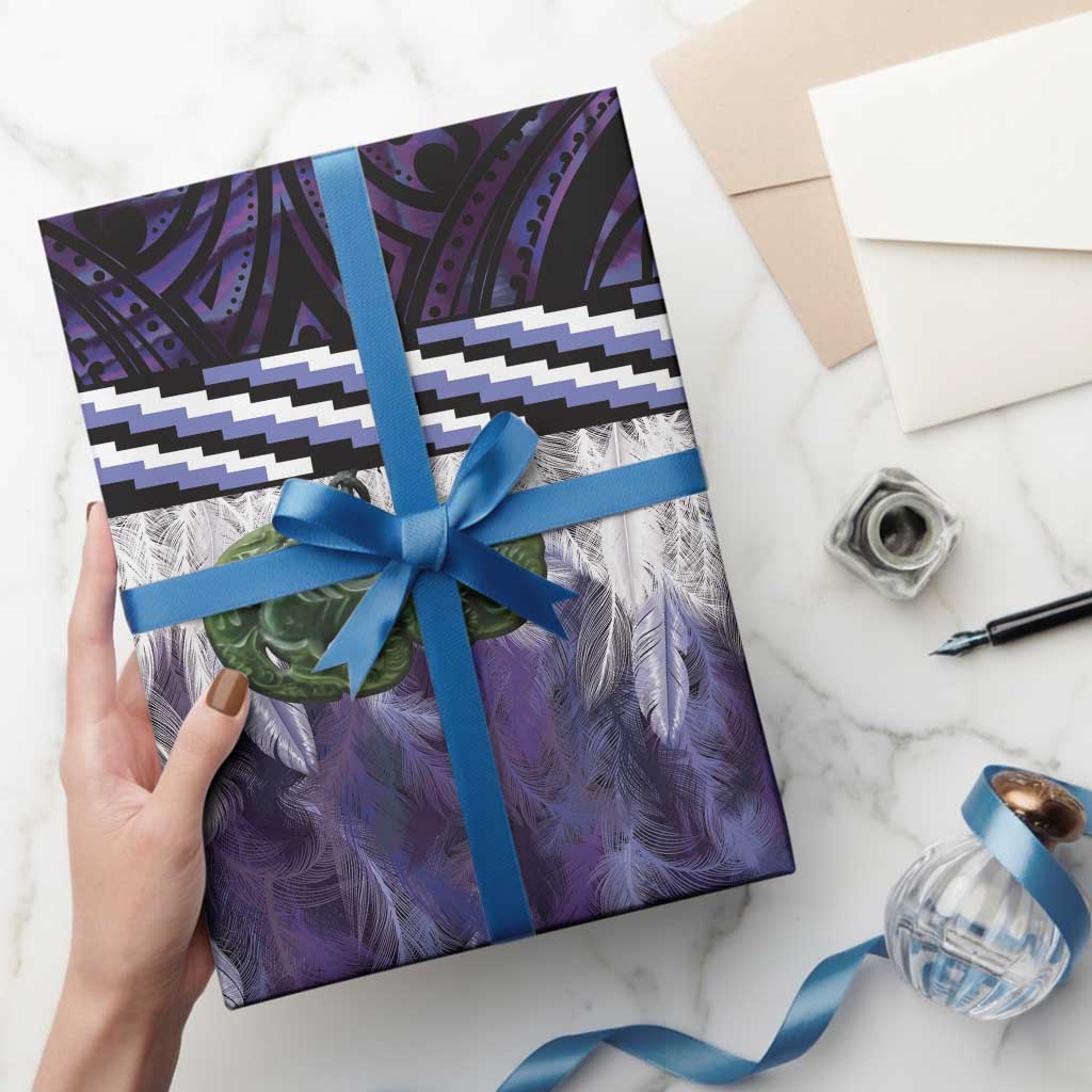 Purple Traditional Cloak Aotearoa Wrapping Paper Maori Paua Shell Korowai Pattern - Aussie Hoodie