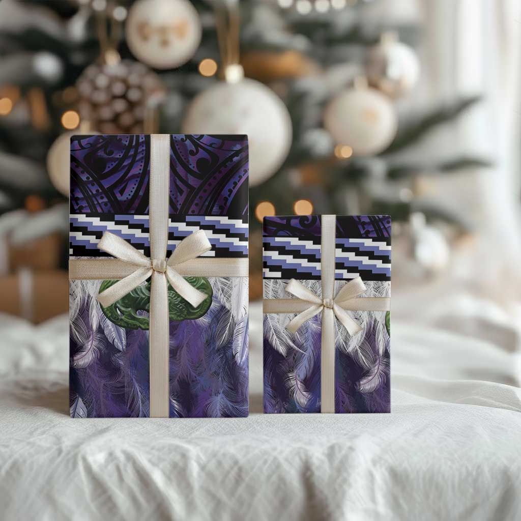 Purple Traditional Cloak Aotearoa Wrapping Paper Maori Paua Shell Korowai Pattern - Aussie Hoodie