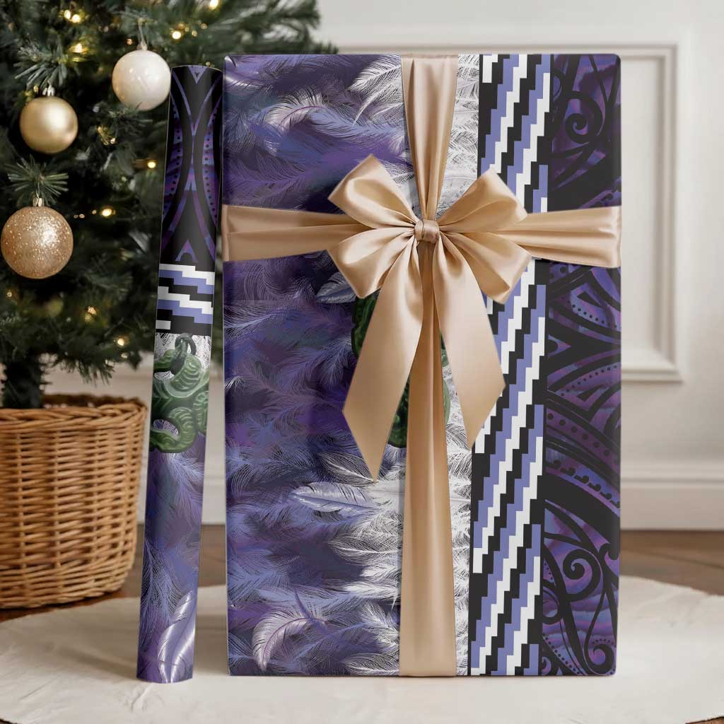 Purple Traditional Cloak Aotearoa Wrapping Paper Maori Paua Shell Korowai Pattern - Aussie Hoodie