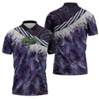 Purple Traditional Cloak Aotearoa Zipper Polo Shirt Maori Paua Shell Korowai Pattern - Aussie Hoodie