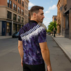 Purple Traditional Cloak Aotearoa Zipper Polo Shirt Maori Paua Shell Korowai Pattern - Aussie Hoodie