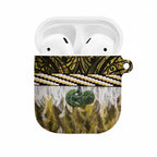 Yellow Traditional Cloak Aotearoa AirPods Case Maori Paua Shell Korowai Pattern - Aussie Hoodie