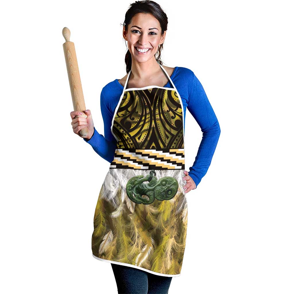 Yellow Traditional Cloak Aotearoa Apron Maori Paua Shell Korowai Pattern - Aussie Hoodie
