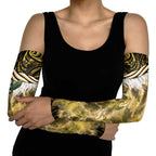 Yellow Traditional Cloak Aotearoa Arm Sleeves Maori Paua Shell Korowai Pattern - Aussie Hoodie