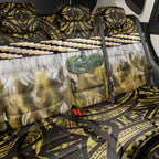 Yellow Traditional Cloak Aotearoa Back Car Seat Cover Maori Paua Shell Korowai Pattern