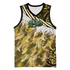 Yellow Traditional Cloak Aotearoa Basketball Jersey Maori Paua Shell Korowai Pattern - Aussie Hoodie