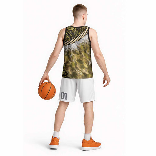 Yellow Traditional Cloak Aotearoa Basketball Jersey Maori Paua Shell Korowai Pattern - Aussie Hoodie