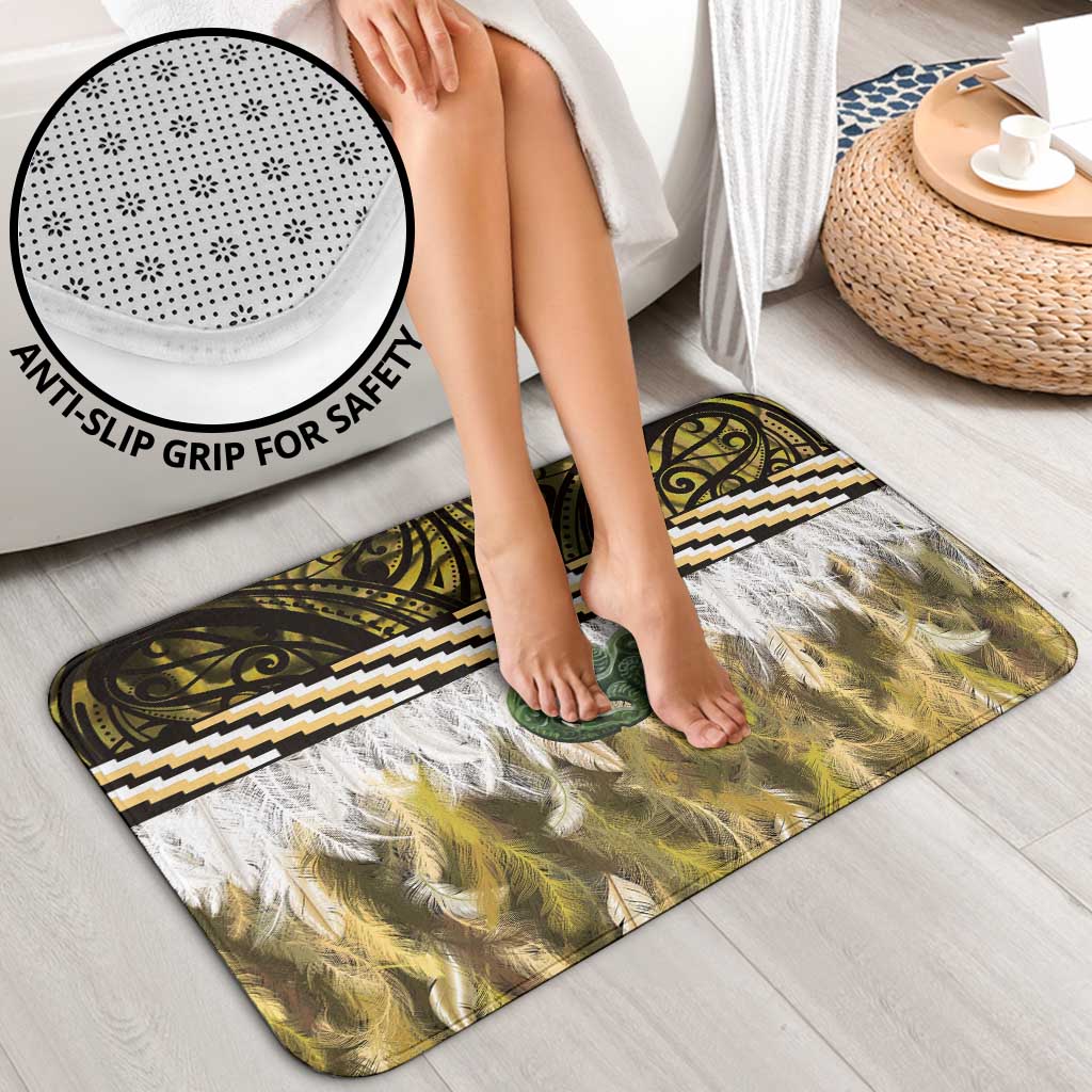 Yellow Traditional Cloak Aotearoa Bathroom Set Maori Paua Shell Korowai Pattern - Aussie Hoodie