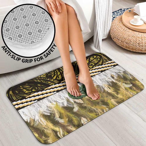 Yellow Traditional Cloak Aotearoa Bathroom Set Maori Paua Shell Korowai Pattern - Aussie Hoodie