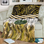 Yellow Traditional Cloak Aotearoa Blanket Maori Paua Shell Korowai Pattern