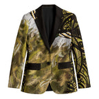 Yellow Traditional Cloak Aotearoa Blazer Maori Paua Shell Korowai Pattern - Aussie Hoodie
