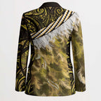Yellow Traditional Cloak Aotearoa Blazer Maori Paua Shell Korowai Pattern - Aussie Hoodie