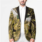 Yellow Traditional Cloak Aotearoa Blazer Maori Paua Shell Korowai Pattern - Aussie Hoodie