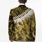 Yellow Traditional Cloak Aotearoa Blazer Maori Paua Shell Korowai Pattern - Aussie Hoodie