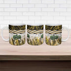Yellow Traditional Cloak Aotearoa Ceramic Mug Maori Paua Shell Korowai Pattern - Aussie Hoodie