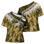 Yellow Traditional Cloak Aotearoa Cross Shoulder Shirt Maori Paua Shell Korowai Pattern - Aussie Hoodie