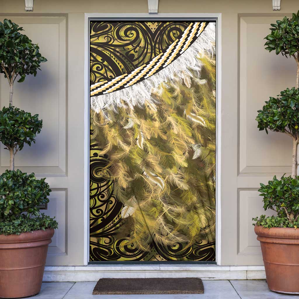 Yellow Traditional Cloak Aotearoa Door Cover Maori Paua Shell Korowai Pattern - Aussie Hoodie