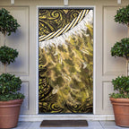 Yellow Traditional Cloak Aotearoa Door Cover Maori Paua Shell Korowai Pattern - Aussie Hoodie
