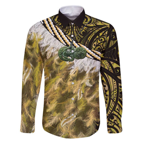 Yellow Traditional Cloak Aotearoa Family Matching Puletasi and Hawaiian Shirt Maori Paua Shell Korowai Pattern