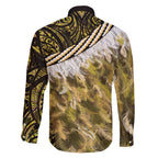 Yellow Traditional Cloak Aotearoa Family Matching Puletasi and Hawaiian Shirt Maori Paua Shell Korowai Pattern