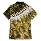 Yellow Traditional Cloak Aotearoa Family Matching Summer Maxi Dress and Hawaiian Shirt Maori Paua Shell Korowai Pattern