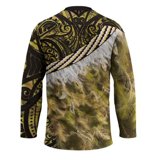 Yellow Traditional Cloak Aotearoa Hockey Jersey Maori Paua Shell Korowai Pattern - Aussie Hoodie