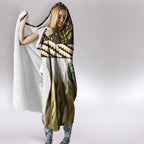Yellow Traditional Cloak Aotearoa Hooded Blanket Maori Paua Shell Korowai Pattern
