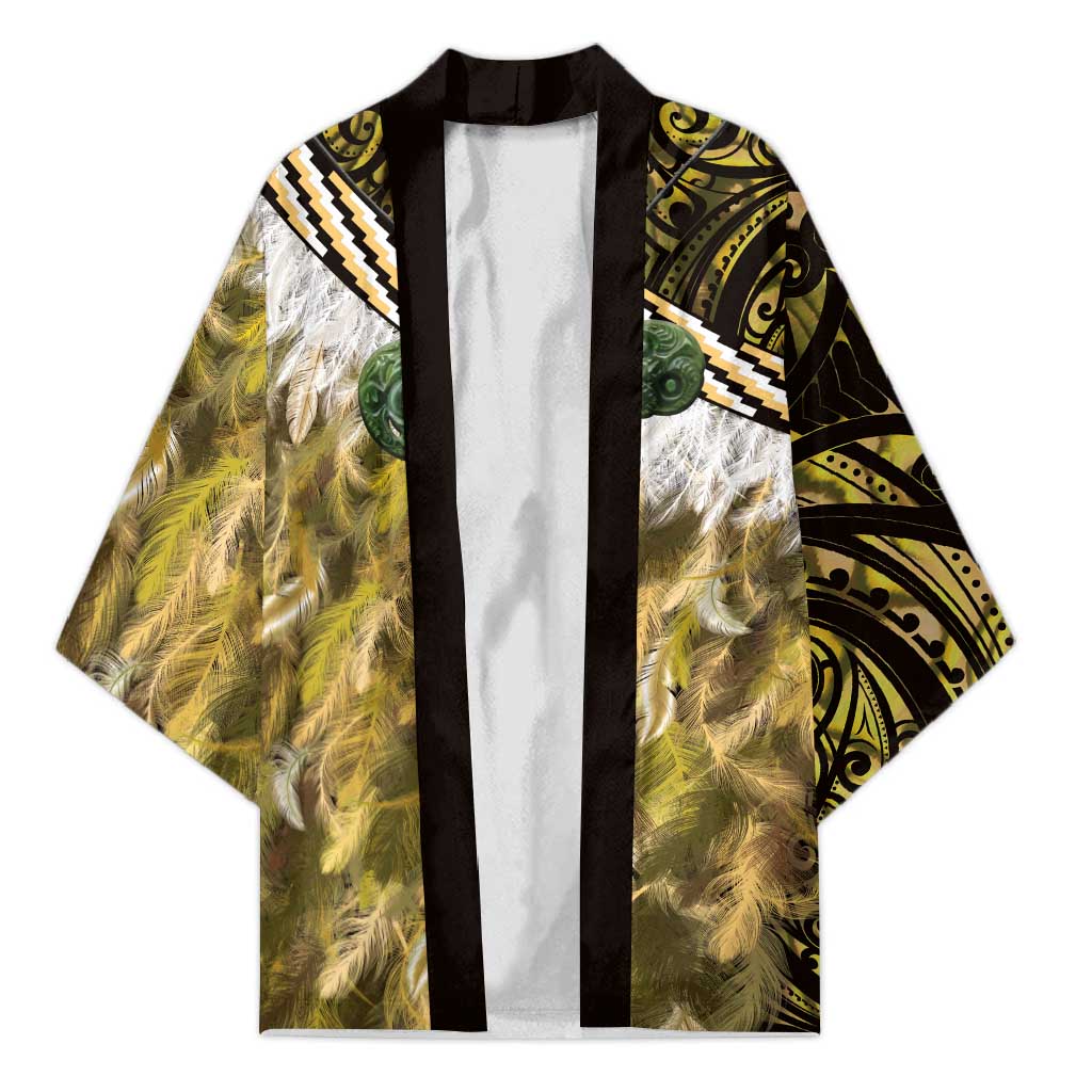Yellow Traditional Cloak Aotearoa Kimono Maori Paua Shell Korowai Pattern - Aussie Hoodie