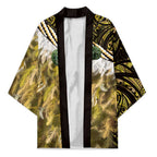Yellow Traditional Cloak Aotearoa Kimono Maori Paua Shell Korowai Pattern - Aussie Hoodie
