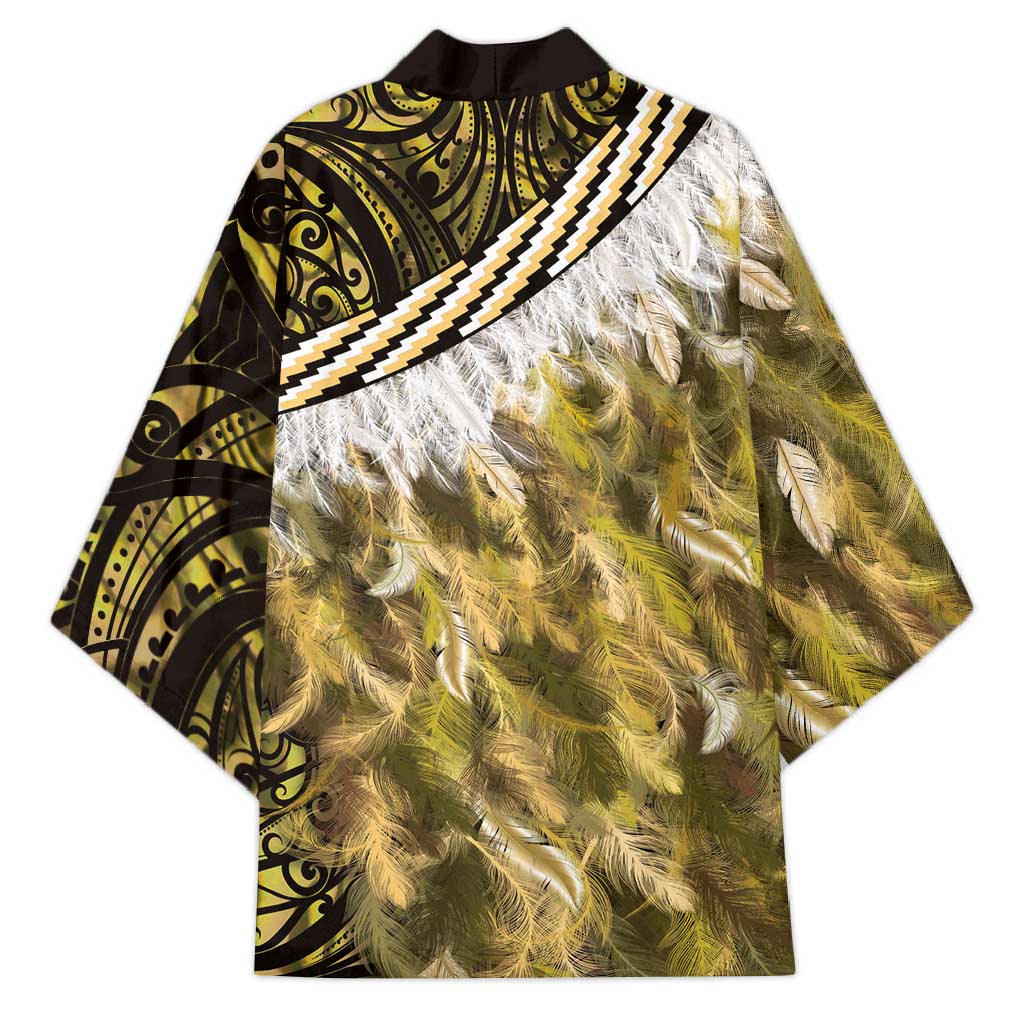 Yellow Traditional Cloak Aotearoa Kimono Maori Paua Shell Korowai Pattern - Aussie Hoodie
