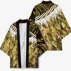 Yellow Traditional Cloak Aotearoa Kimono Maori Paua Shell Korowai Pattern - Aussie Hoodie