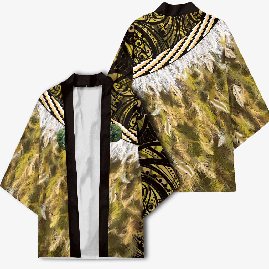 Yellow Traditional Cloak Aotearoa Kimono Maori Paua Shell Korowai Pattern - Aussie Hoodie