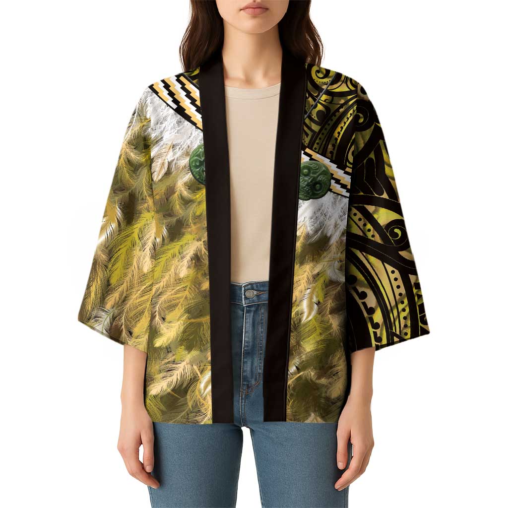 Yellow Traditional Cloak Aotearoa Kimono Maori Paua Shell Korowai Pattern - Aussie Hoodie