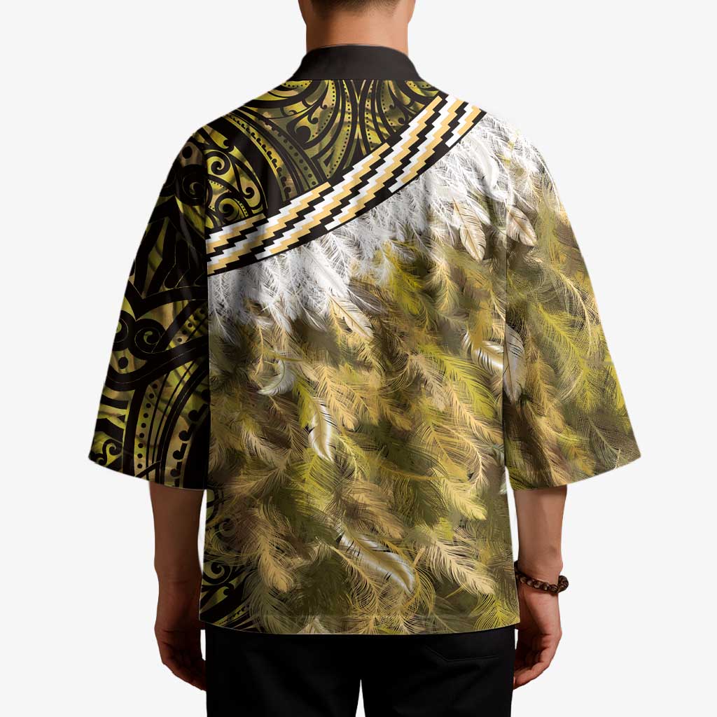 Yellow Traditional Cloak Aotearoa Kimono Maori Paua Shell Korowai Pattern - Aussie Hoodie