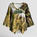 Yellow Traditional Cloak Aotearoa Kimono Sleeve Blouse Maori Paua Shell Korowai Pattern - Aussie Hoodie