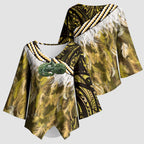 Yellow Traditional Cloak Aotearoa Kimono Sleeve Blouse Maori Paua Shell Korowai Pattern - Aussie Hoodie