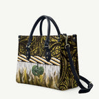 Yellow Traditional Cloak Aotearoa Leather Bag Maori Paua Shell Korowai Pattern - Aussie Hoodie