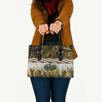 Yellow Traditional Cloak Aotearoa Leather Bag Maori Paua Shell Korowai Pattern - Aussie Hoodie