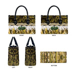 Yellow Traditional Cloak Aotearoa Leather Bag Maori Paua Shell Korowai Pattern - Aussie Hoodie