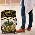 Yellow Traditional Cloak Aotearoa Luggage Cover Maori Paua Shell Korowai Pattern