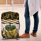 Yellow Traditional Cloak Aotearoa Luggage Cover Maori Paua Shell Korowai Pattern